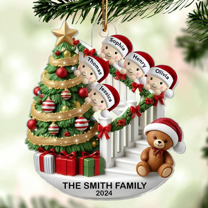 Family Members On Christmas Stairs Personalized Acrylic Ornament