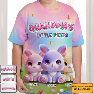 Personalized Grandma's Little Bunny Easter All-over Print T-Shirt