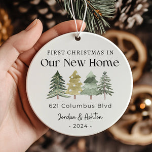 Personalized First Christmas in Our New Home 2024 Christmas Ceramic Ornament