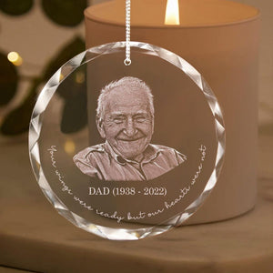 Personalized Memorial Crystal Ornament, Engraved Photo Christmas Glass Ornament