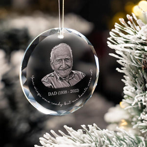 Personalized Memorial Crystal Ornament, Engraved Photo Christmas Glass Ornament