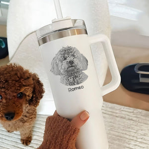 Personalized Dog Photo 40oz Tumbler With Handle Christmas Gifts for Dog Lovers