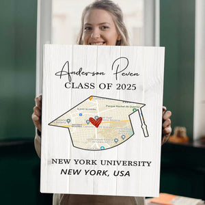 Personalized Graduation Gift Canvas Poster, University Map Print