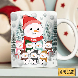 Christmas Snowman Grandma Grandpa Grandkids - Personalized Mug Xmas Gift