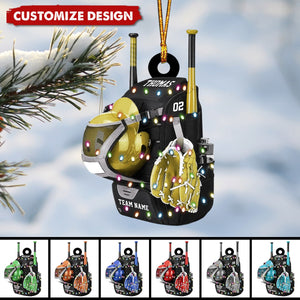 Gift For Baseball Lovers - Custom Baseball Bag with Helmet & Gloves Christmas Ornament