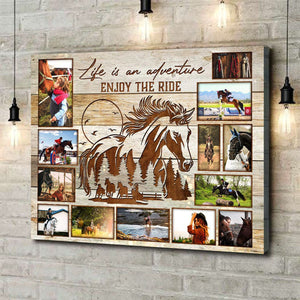 Personalized Horse Rider Photo Collage Canvas Poster, Gift For Equestrians, Horse Gift