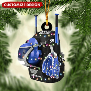 Gift For Baseball Lovers - Custom Baseball Bag with Helmet & Gloves Christmas Ornament