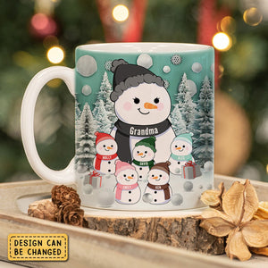 Christmas Snowman Grandma Grandpa Grandkids - Personalized Mug Xmas Gift