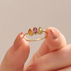 Dainty Personalized Mothers Birthstone Family Ring