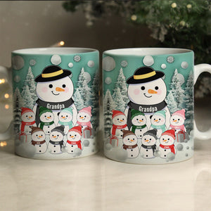 Christmas Snowman Grandma Grandpa Grandkids - Personalized Mug Xmas Gift