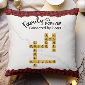 Family Connected By Heart Scrabble Name - Personalized Pillow