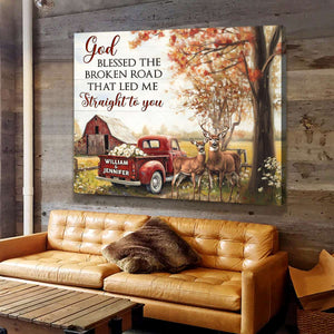 God Blessed The Broken Road Vintage Farmhouse Personalized Couples Canvas Poster