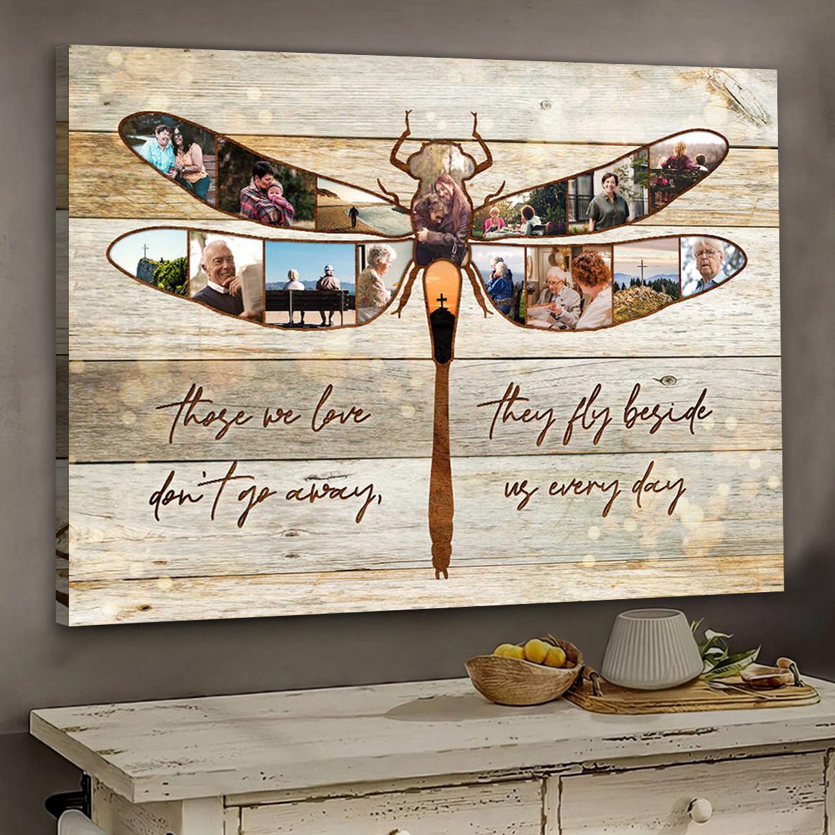 Personalized Dragonfly Photo Collage Canvas Poster Memorial Gift