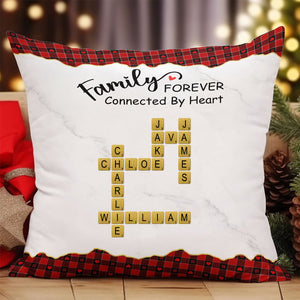 Family Connected By Heart Scrabble Name - Personalized Pillow