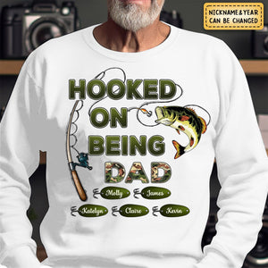 Personalized Hooked On Being Dad/Grandpa Fishing Camouflage Sweatshirt