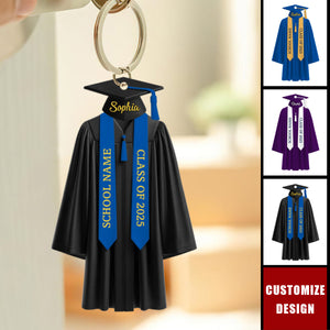 Personalized College Graduation Acrylic Keychain, Class Of 2025, High School Graduation Gift