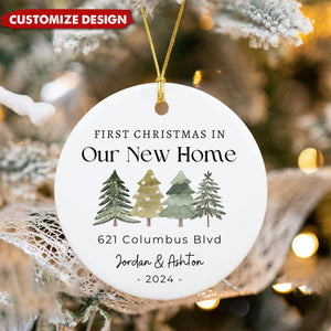 Personalized First Christmas in Our New Home 2024 Christmas Ceramic Ornament