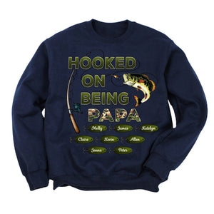 Personalized Hooked On Being Dad/Grandpa Fishing Camouflage Sweatshirt