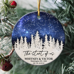 Personalized Star Map Couple Christmas Ceramic Ornament