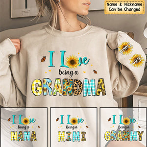 Personalized Gift For Grandma I Love Being Grandma Sleeve Printed Sweatshirt