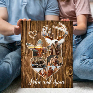 Personalized Couple Deer Hunting Memories Collage Poster, Deer Hunting Gifts For Couple