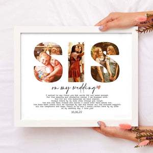 Personalized Mom/Dad/Sis on my wedding Photo Frame, Custom Photo Collage Poster