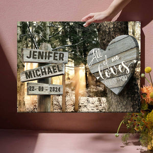 Personalized Multi Landscape Couple Gift Canvas Poster, All Of Me Loves All Of You, Valentines Day Sign