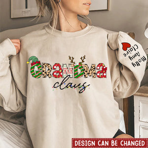 Nana Claus Christmas Personalized Sweatshirt Sleeve Custom Name