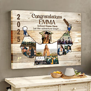 Personalized Graduation Photo Collage Canvas Poster, Graduation Gift, Class of 2025, Senior Gift