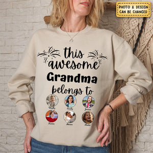 This Awesome Grandma Belongs To - Personalized Photo Sweatshirt - Gift for Grandma,Mom,Wife