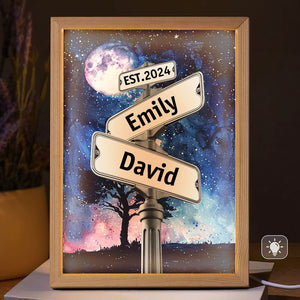 Custom Names Couple Street Sign Personalized Light Up Picture Frame