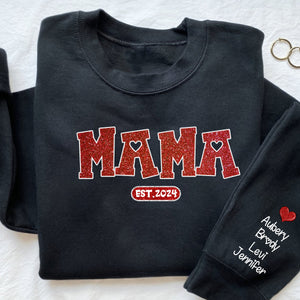 Personalized Glitter Grandma Sweatshirt Est Year with Grandkids Names on Sleeve