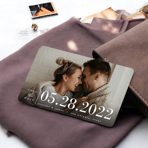 Personalized Save The Date Couple Family Anniversary Gift Metal Wallet Card