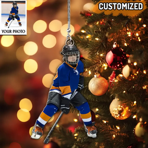 Ice Hockey Christmas Ornaments Custom Photo Personalized Acrylic Ornament For Ice Hockey Lovers