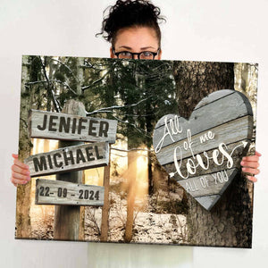 Personalized Multi Landscape Couple Gift Canvas Poster, All Of Me Loves All Of You, Valentines Day Sign