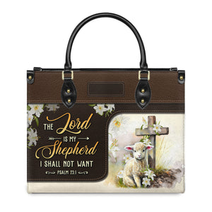 Personalized The Lord Is My Shepherd-Bible Verse Leather Bag