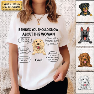 Five Things About This Dog Mom, Personalized Pure Cotton T-Shirt