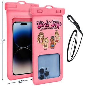 Personalized Waterproof Phone Pouch - Girls Trip Cheaper Than Therapy Summer Beach