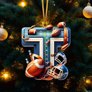 Football Ornament - Personalized Alphabet Letter Gifts With Football Lovers