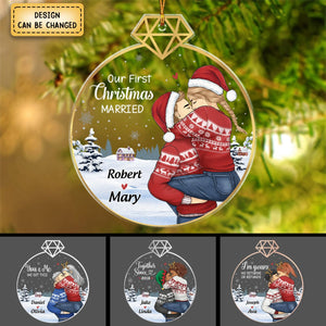 Our First Christmas Married - Personalized Acrylic Ornament, Christmas Gift For Husband Wife, Anniversary