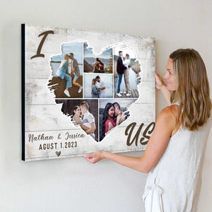 Personalized Couple Heart Shaped Photo Collage Poster,Wedding Anniversary Valentines Gift For Her Him