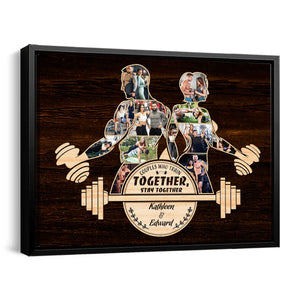 Gym Together Personalized Gym Couple Photos Collage Canvas Poster Gift