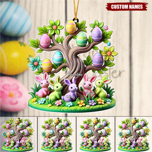 Easter Grandma Bunny Egg Tree Personalized Acrylic Car Ornament