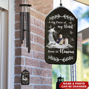 Memorial Upload Photo On Moon Personalized Wind Chimes