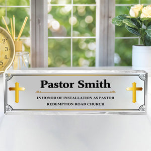 Personalized Pastor Desk Name Acrylic Plaque,Acrylic Office Name Sign, Pastor Desk Name Plate