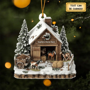 Dreamy Horse Barn Personalized Christmas Ornament Horse Lovers Gift