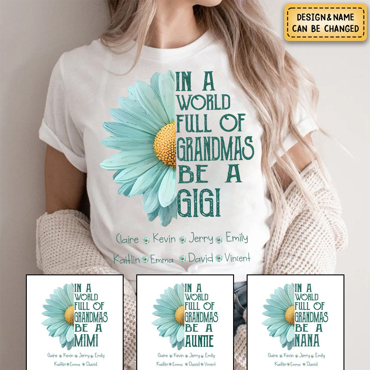 Personalized Pure Cotton T-Shirt - In a World Full Of Grandmas Be A Mi ...