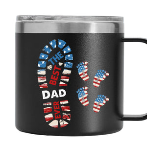 Personalized Gift  For Dad Foot Print 14oz Stainless Steel Tumbler With Handle