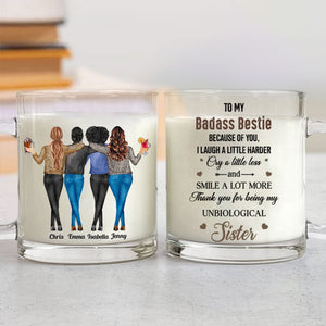 Because Of You I Laugh A Little Harder Friendship-Personalized Glass Mug