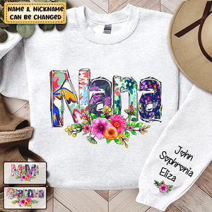 Personalzied Grandma with Flowers And Kids Sweatshirt